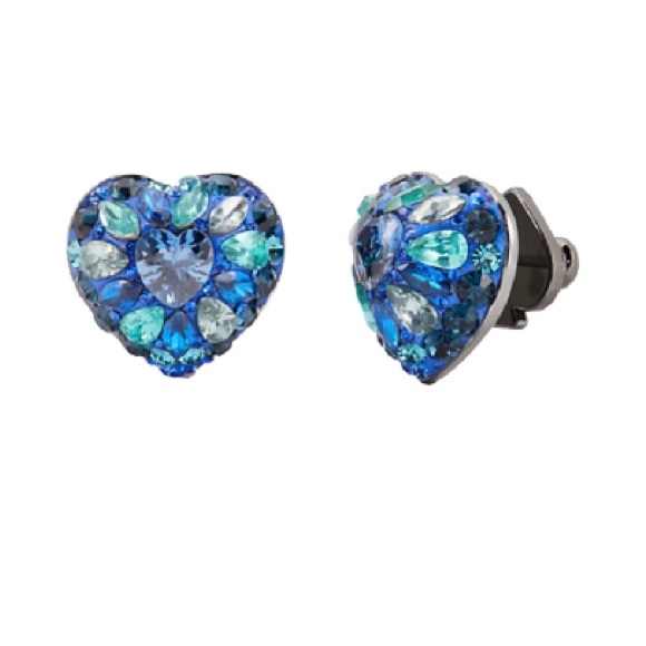 Kate Spade something sparkly heart clay pavé studs sapphire blue - Picture 7 of 7
